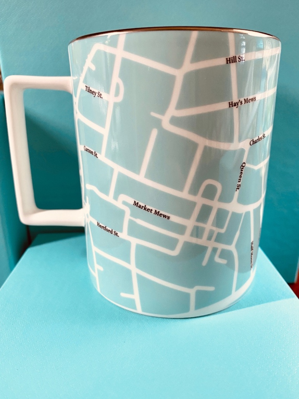 Tiffany & Co. London Old Bond Street Map Mug Fine Bone China Japan 49203 NIB - Picture 2 of 4
